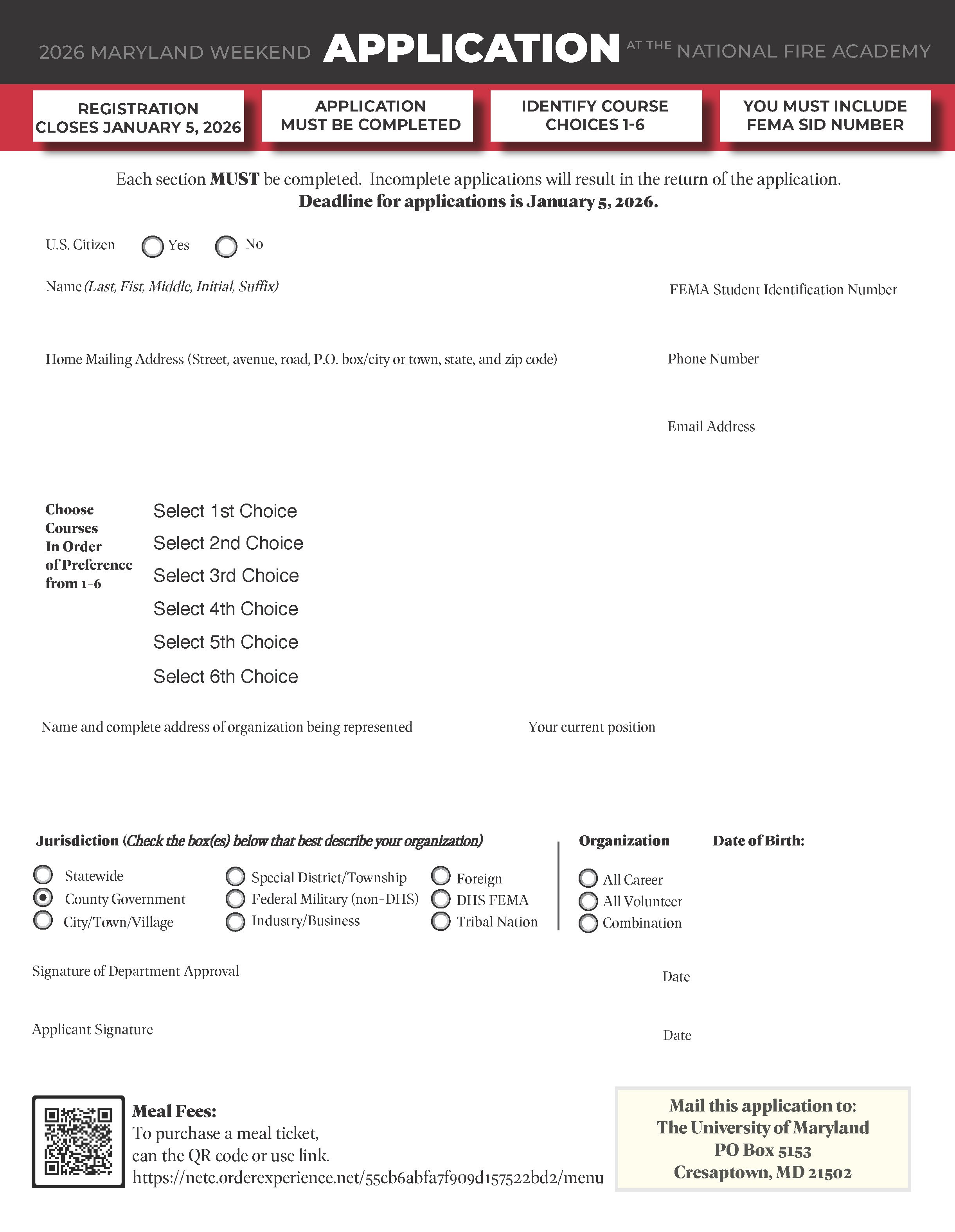 2026 NFA Application